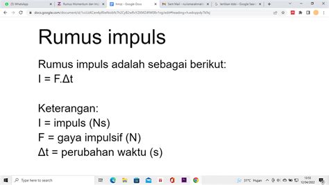 Mengenal Momentum Dan Impuls Konsep Rumus Contoh Soal