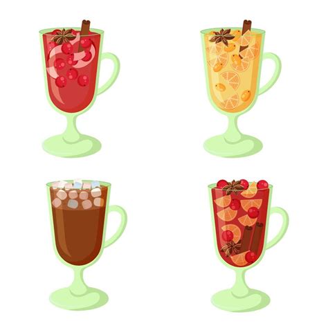 Winter Hot Drinks Set In Glass Cup Vector Art At Vecteezy