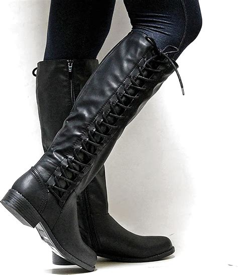 Lldg Damen Kniehohe Stiefel Flache Hohe Stiefel Mit Absatz Overknee