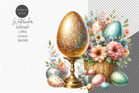 Easter clipart, Gold egg clipart, Spring clipart