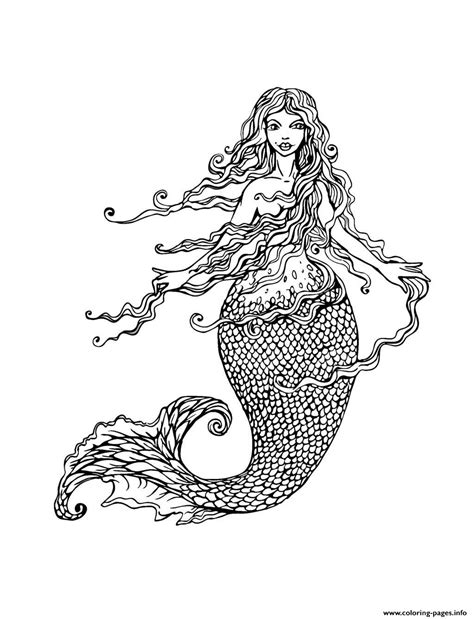 Adult Mermaid With Long Hair By Lian2011 Coloring Pages Printable