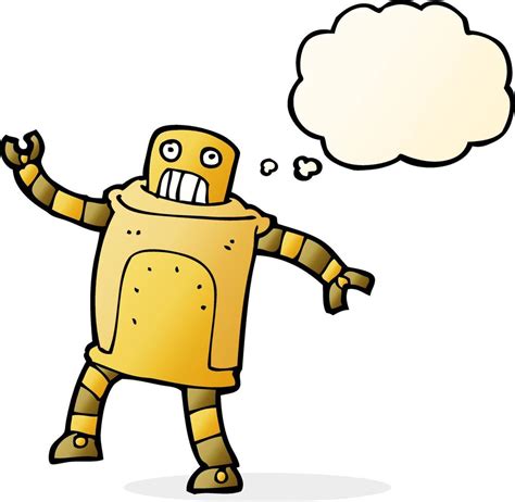 cartoon robot with thought bubble 12329288 Vector Art at Vecteezy