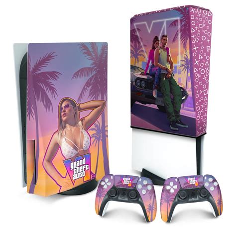 KIT PS5 Skin E Capa Anti Poeira GTA 6 VI Pop Arte Skins Atacado