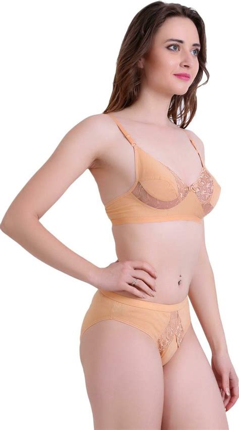 Tace Women Gold Solid Cotton Blend Lingerie Set Jiomart