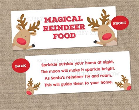 Magic Reindeer Food Favor Bag Toppers Holiday Party Printable Etsy