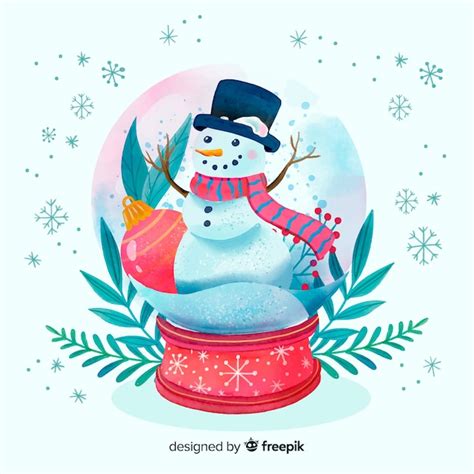 Globo De Bola De Nieve De Navidad Acuarela Vector Gratis