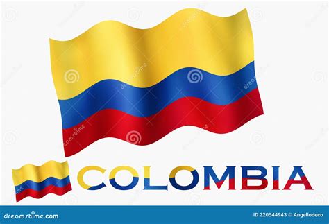 Colombian Flag Illustration With Colombia Text And White Space Stock