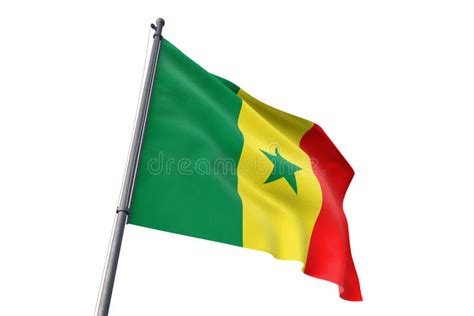 Senegal Flag Waving Isolated White Background 3D Illustration Stock