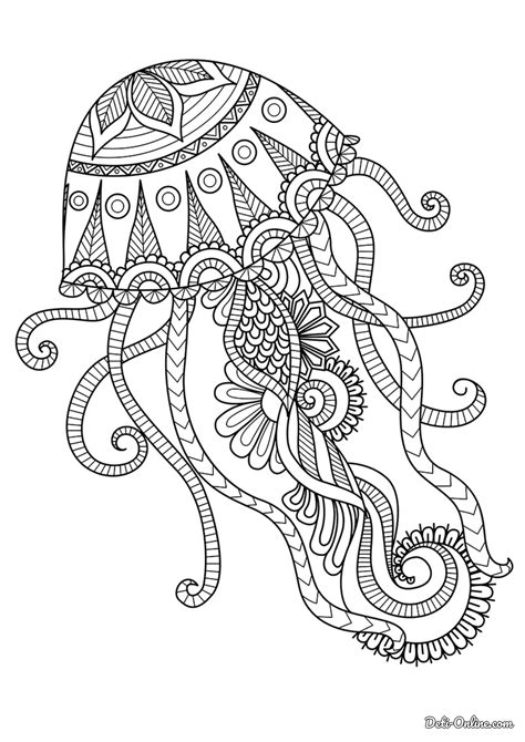 Раскраска Морская медуза распечатать или скачать