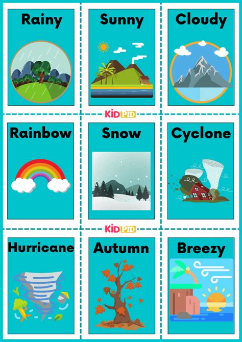 Weather Vocabulary Flashcards Kidpid