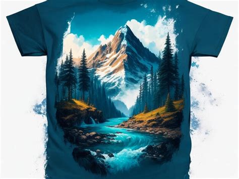 Premium Ai Image A Beautiful T Shirt Design Mountain And Tree