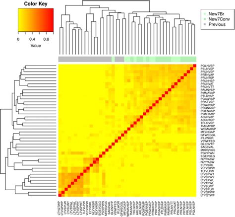 Heatmap Representation Of The Similarities Between The 7 Mer Peptides