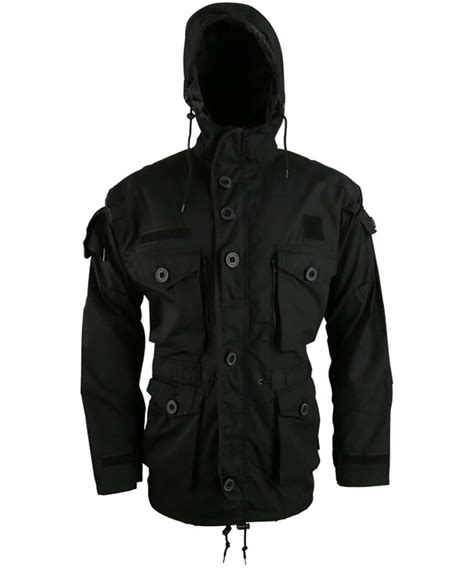 British Army Black Special Forces SAS Style Assault Hooded Smock Jacket