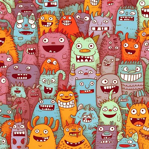 Doodle Cute Monster Background Design 29319711 Stock Photo At Vecteezy