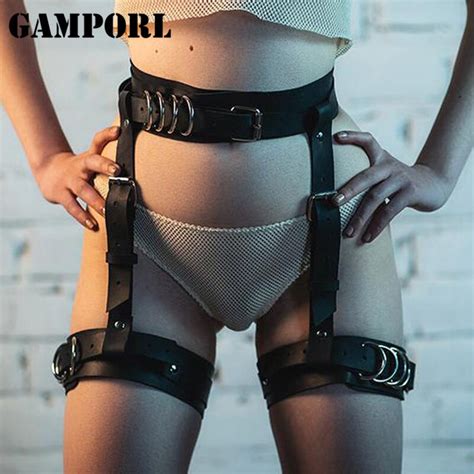 Uaang Leather Harness Women Body Bondage Bdsm Garter Belt Stockings Sexy Lingerie Erotic Woman