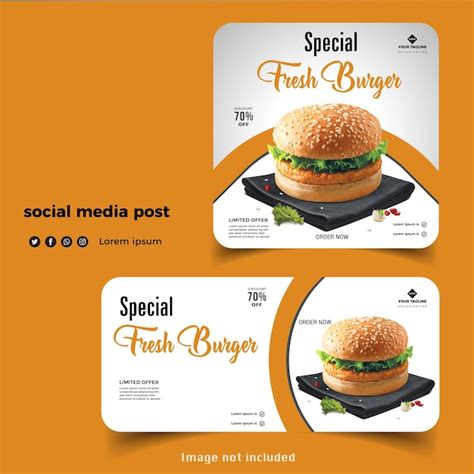 Spezielles Burger Und Fast Food Menü Social Media Neues Banner Set