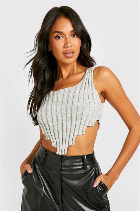 Glitter Rib Knit Crop Corset Boohoo