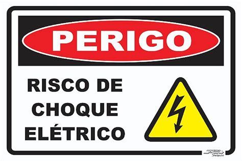 Placa Perigo Risco De Choque El Trico Afonso Sinaliza Es