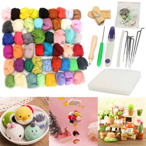 Colors Diy Wool Felt Roving Wool Felting Tool Kit Fiber Material