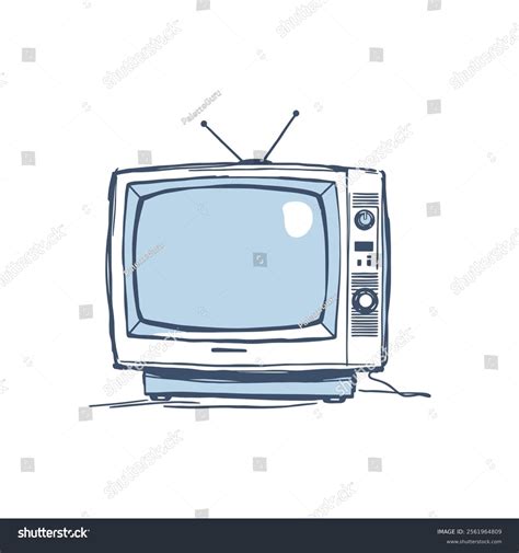 Vintage Crt Television Vector Illustration Classic Stock Vector