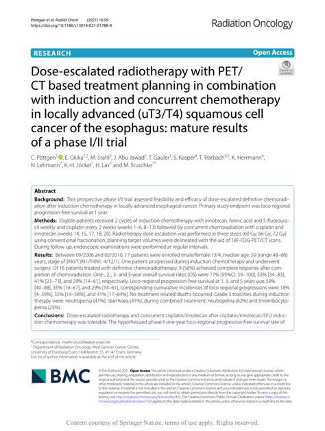 Pdf Dose Escalated Radiotherapy With Pet Ct Based Treatment Planning