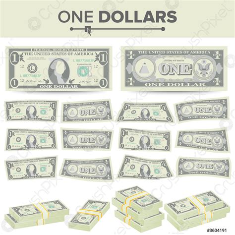 Dollar Banknote Vector Cartoon Us Currency Two Sides Of Stock