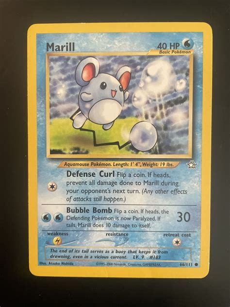 NM Unlimited Pokemon MARILL Card NEO GENESIS Set 66 111 COMMON EBay