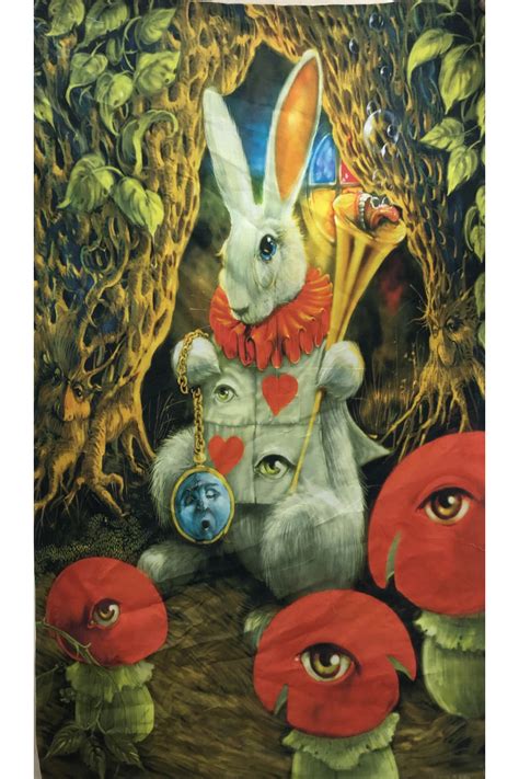 White Rabbit Heady Art Print Mini Tapestry 30x45 - Artwork by Richard Biffle