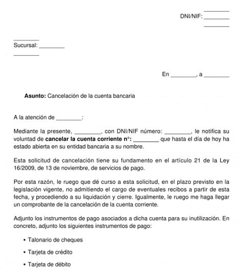 Darse De Baja Como Cotitular De Una Cuenta Bancaria Modelo Para