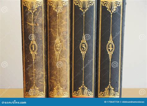 Old Books In Volumes Four Old Books With Numbers One Two Three Four