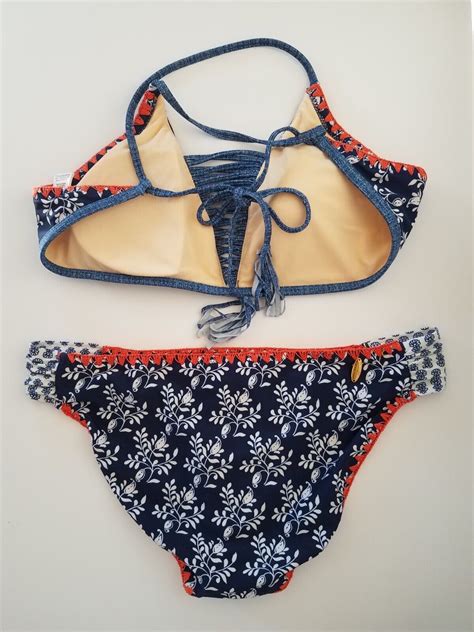 Jessica Simpson Pc Bikini Swimsuit Floral Blue Or Gem