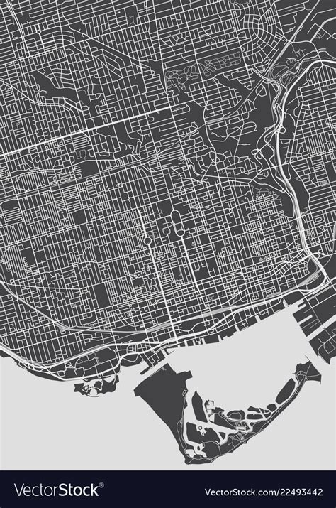 Toronto City Plan Detailed Map Royalty Free Vector Image