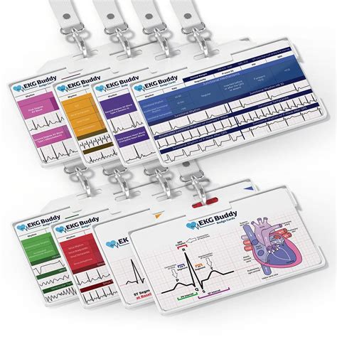 Buy EKG Buddy Badge 4 Card Set - Doubled Sided Nurse ECG Interpretation ...