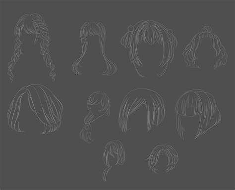 Hair Stamps Procreate Brushes Chibi Hair Brushes Straight Etsy