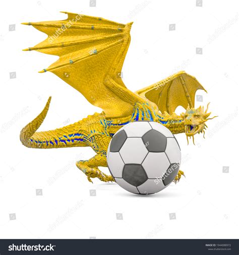 Master Dragon Playing Football On White Stock Illustration 1944088972