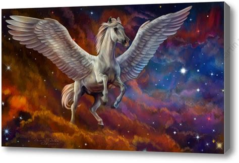 Репродукция картины "Пегас и звезды". Картина маслом на холсте "Пегас и ...