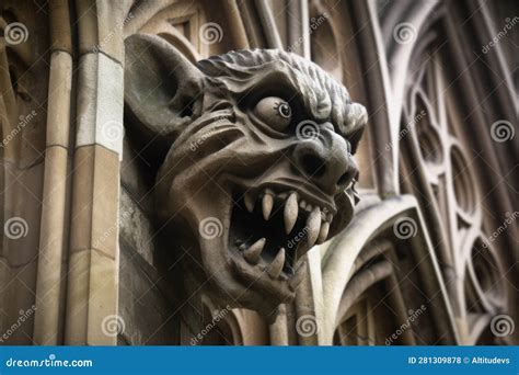 Detail of a Gothic Stone Gargoyle on a Cathedral Stock Illustration ...