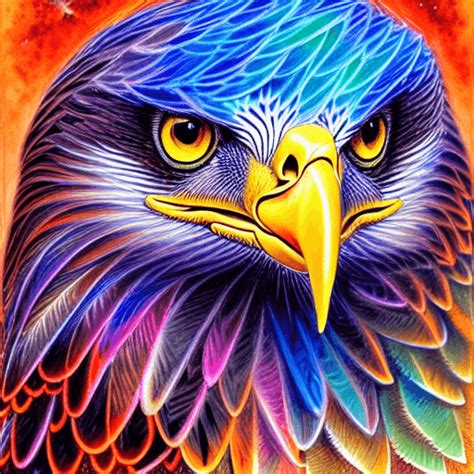 Adorable Eagle Portrait Fractal Watercolor Digital Painting · Creative