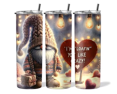 Valentine Gnomes Tumbler Wrap Skinny Oz Tumbler Sublimation Design