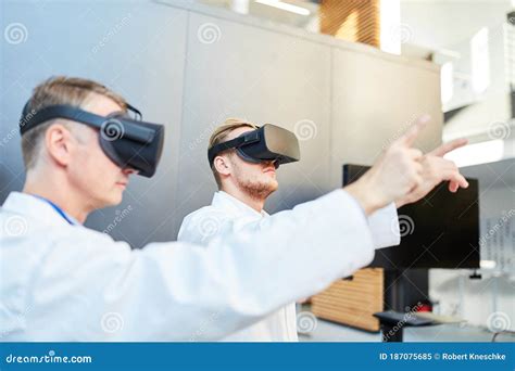 Scientists Train With Virtual Reality Glasses Stock Image Image Of