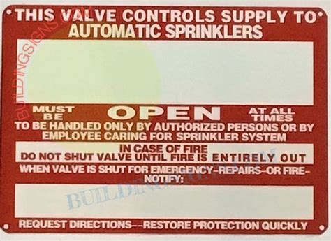 This Valve Controls Supply To Automatic Sprinklers And Standpipe Si Hpd Signs The Official Store