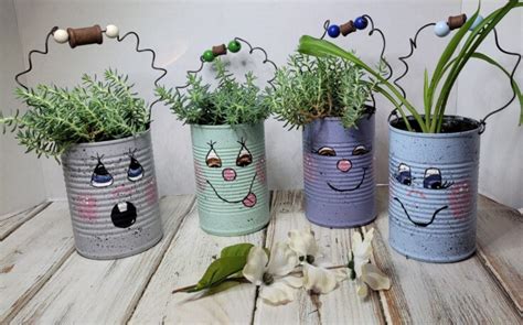 Funny Face Tin Can Planters - Mixed Kreations