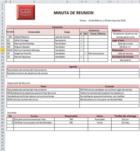 Formato De Minuta Excel Hot Sex Picture