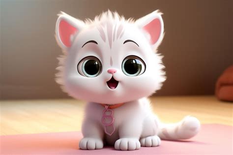 Premium Ai Image Cute Kitten Character 3d