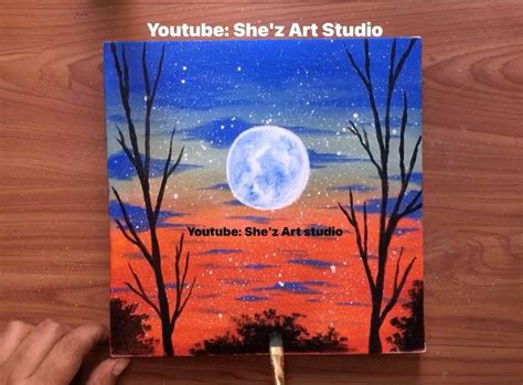 Full Moon painting tutorial with Acrylic paint [Video] | Moon painting ...