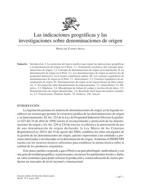 PDF Las indicaciones geográficas y las investigaciones sobre