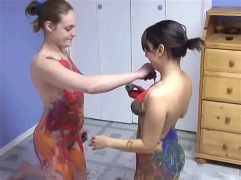 Horny Lesbians Play On The Floor With Different Painting Paints XNXX