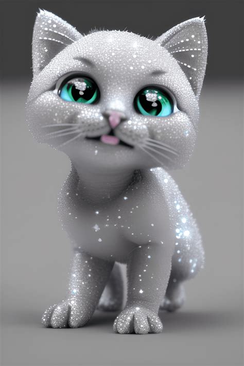 Tiny Cute 3d Diamond Kitten · Creative Fabrica