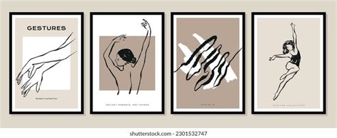 Contemporary Abstract Poster Collection Nude Female Stock Vector Royalty Free