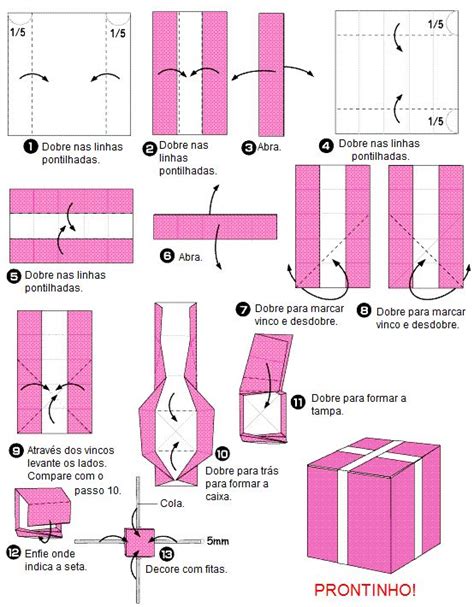 Origami De Caixa De Presente Em 3D Como Fazer Origami Diagramas De